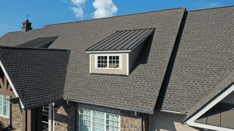 Closeup of new roof shingles